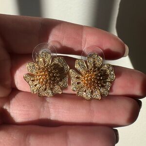 J.Crew floral gold earring studs